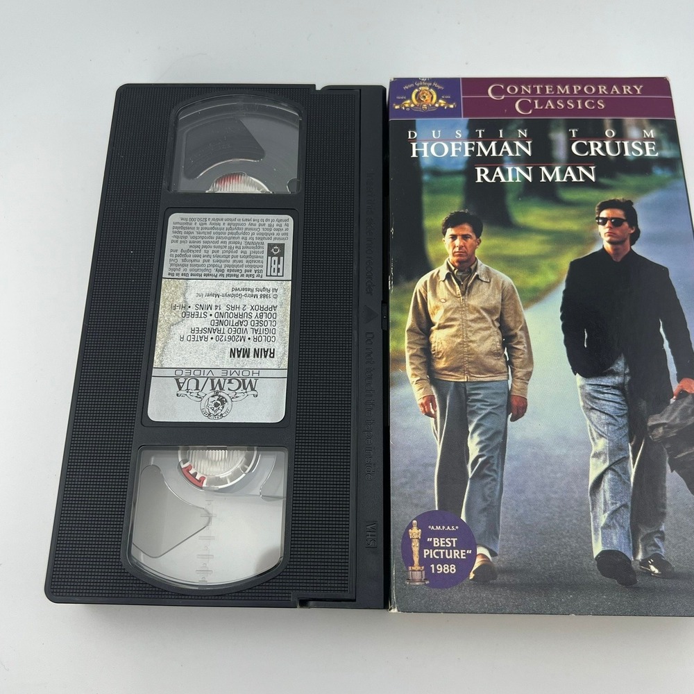 Rain Man VHS MGM UA Home Video Dustin Hoffman Tom Cruise Oscar Winner Tested